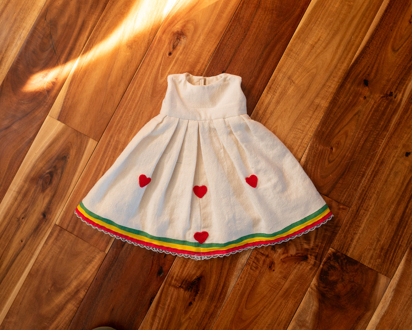 Traditional Sleeveless Dress and Jacket with Wool Heart Applique